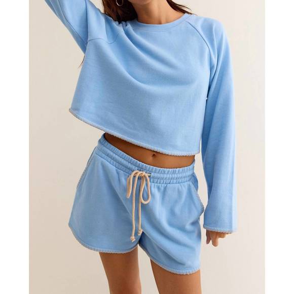 NEW Z SUPPLY seville cropped sweatshirt in blue - Picture 1 of 1
